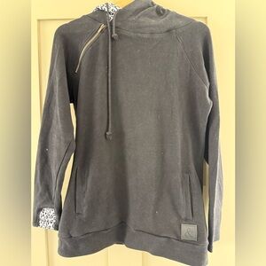 AMPERSAND AVE Black DoubleHoodie with Leopard Details